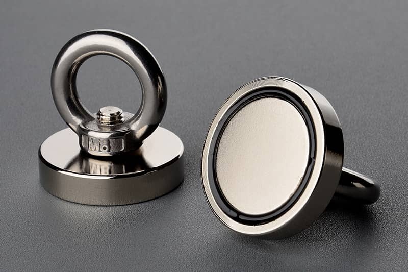 D42mm Neodymium magnet pot with external metric thread M8*12mm with stainless steel ring