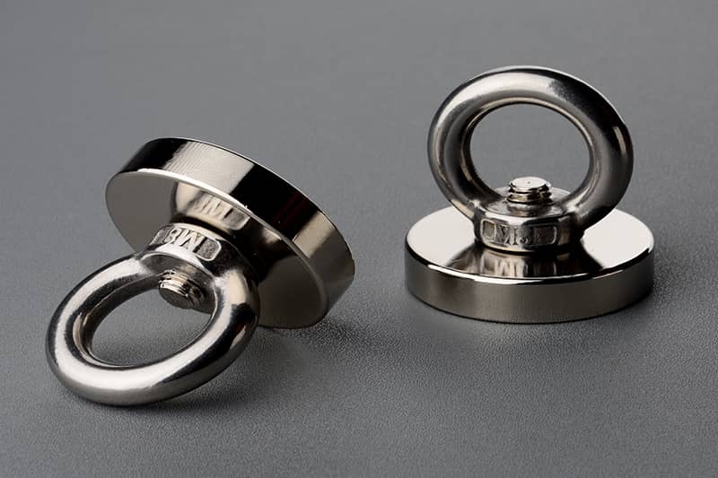 D42mm Neodymium magnet pot with external metric thread M8*12mm with stainless steel ring