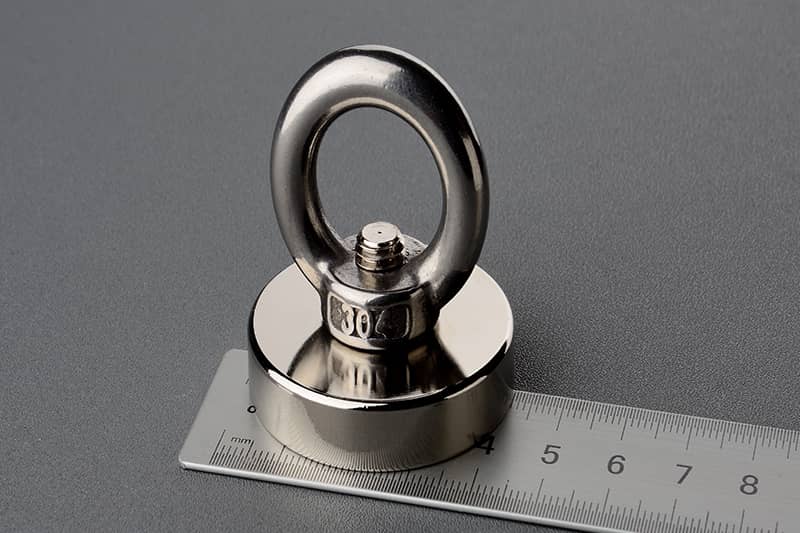 D42mm Neodymium magnet pot with external metric thread M8*12mm with stainless steel ring