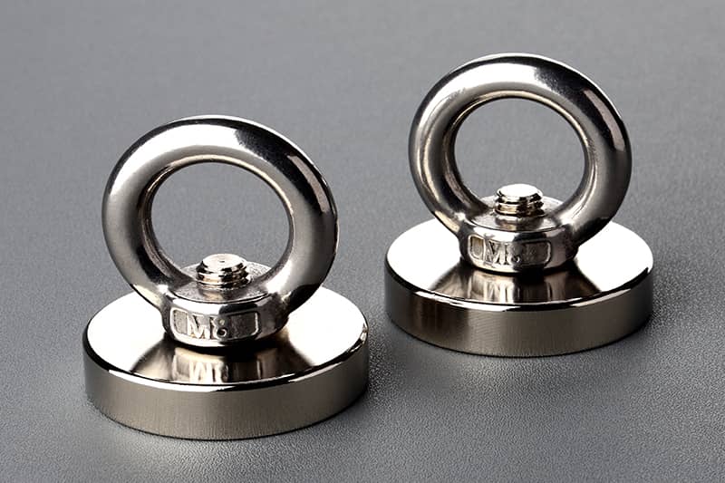 D42mm Neodymium magnet pot with external metric thread M8*12mm with stainless steel ring