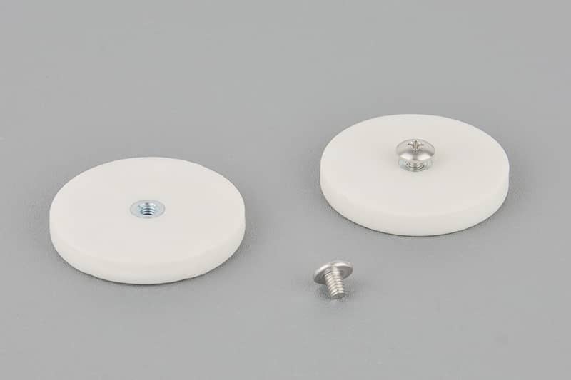 D43mm Neodymium magnet pot with an internal thread M5, White 