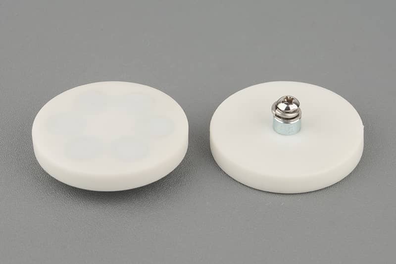 D43mm Neodymium magnet pot with an internal thread bush M4, White 