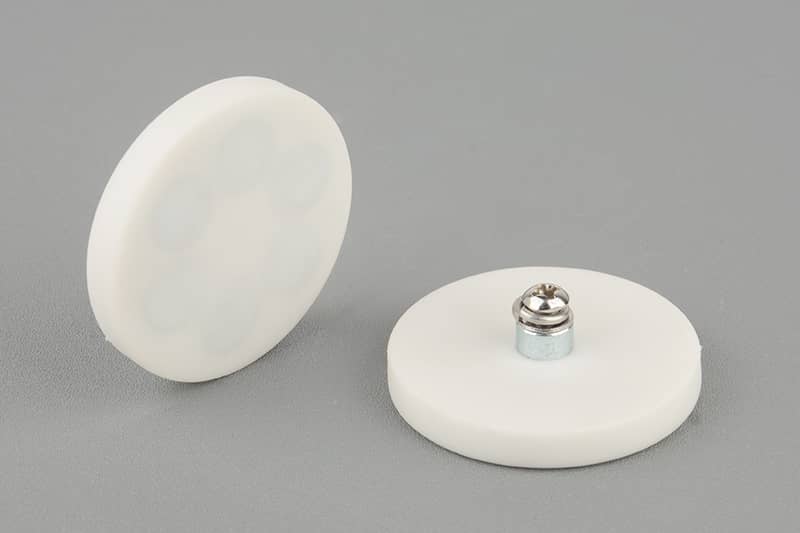 D43mm Neodymium magnet pot with an internal thread bush M4, White 