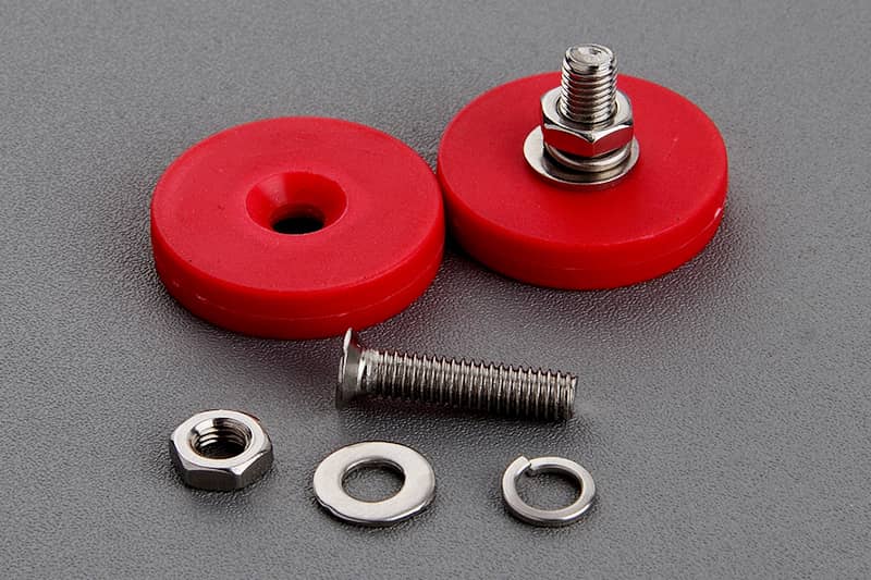 D25mm Plastic Coated Neodymium Magnet with Countersunk Hole with bolt and nuts